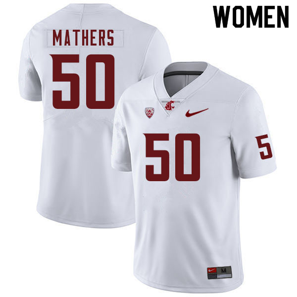Women #50 Cooper Mathers Washington Cougars College Football Jerseys Sale-White - Click Image to Close